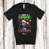 MacnyStore - Personalized Custom Name I Want A Hummingbird For Christmas; Lovely Santa Bird X-mas Lights T-Shirt