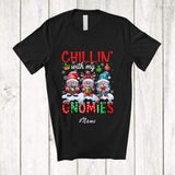 MacnyStore - Personalized Custom Name Chillin' With Gnomies; Fantastic Christmas Plaid Snow Three Gnomes T-Shirt