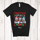 MacnyStore - Personalized Custom Name Christmas With My Gnomies; Fantastic Plaid Snow Three Gnomes T-Shirt