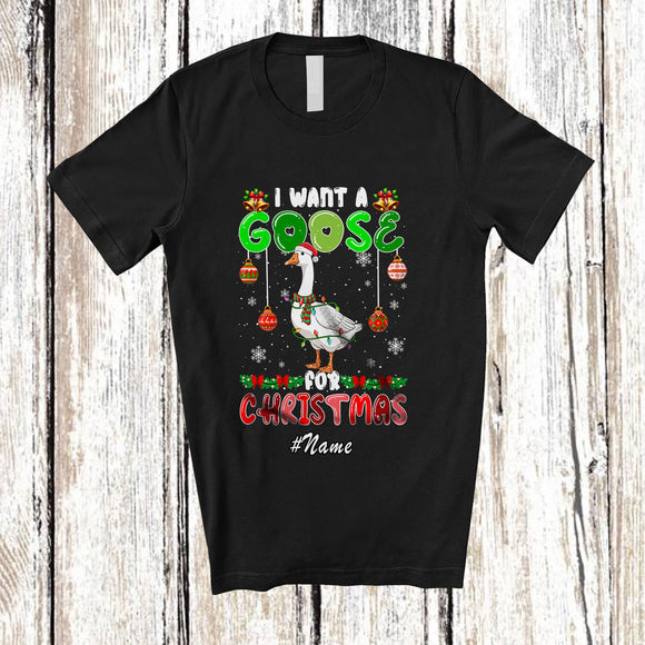 MacnyStore - Personalized Custom Name I Want A Goose For Christmas; Lovely Santa Animal Farmer T-Shirt