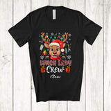 MacnyStore - Personalized Custom Name Lunch Lady Crew; Lovely Christmas Leopard Reindeer Face T-Shirt
