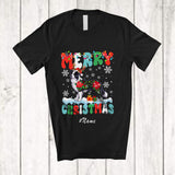 MacnyStore - Personalized Custom Name Merry Christmas; Lovely Border Collie Poinsettia Flowers Groovy T-Shirt