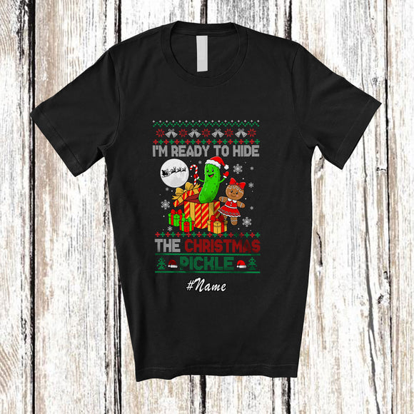 MacnyStore - Personalized Custom Name Ready To Hide Christmas Pickle; Sarcastic Sweater Adult Pickle In Box T-Shirt