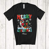 MacnyStore - Personalized Custom Name Merry Christmas; Lovely Santa Sheltie Poinsettia Flowers Groovy T-Shirt