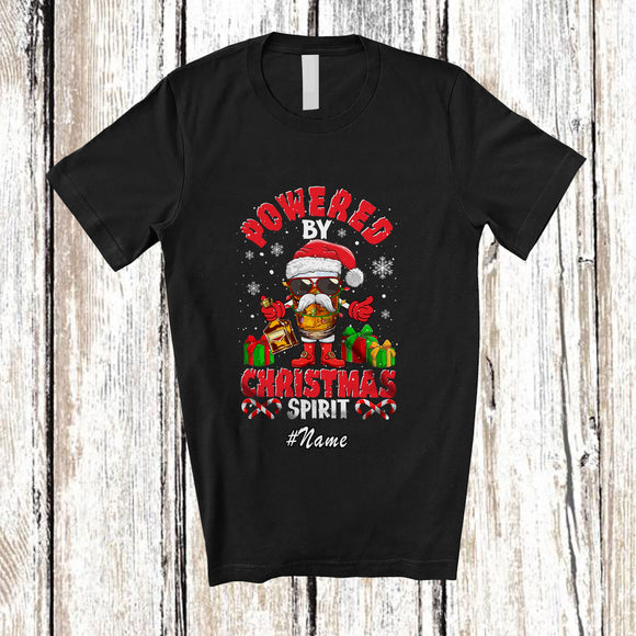 MacnyStore - Personalized Custom Name Powered By Christmas Spirit; Cheerful Bourbon Glass; Drunker Drinking T-Shirt