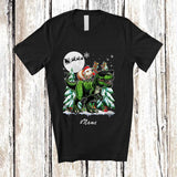 MacnyStore - Personalized Custom Name Guinea Pig Riding T-Rex Reindeer; Fantastic Christmas Trees Animal T-Shirt