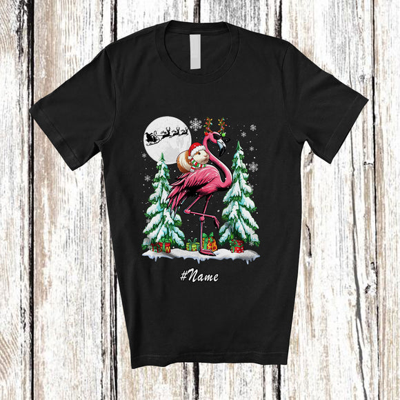 MacnyStore - Personalized Custom Name Guinea Pig Riding Flamingo Reindeer; Fantastic Christmas Trees Animal T-Shirt