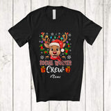 MacnyStore - Personalized Custom Name Social Worker Crew; Lovely Christmas Leopard Reindeer Face T-Shirt