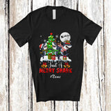 MacnyStore - Personalized Custom Name Just A Merry Shark; Lovely Christmas Three Santa Elf Shark X-mas Tree T-Shirt