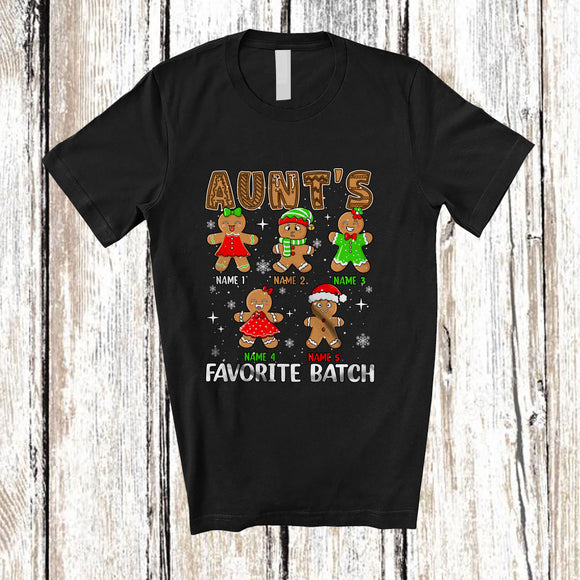 MacnyStore - Personalized Aunt's Favorite Batch; Lovely Christmas Custom Name Gingerbread Family Baking T-Shirt