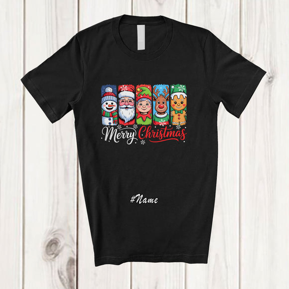 MacnyStore - Personalized Custom Name Merry Christmas; Lovely Collection Santa Elf Snowman Gingerbread T-Shirt