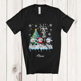 MacnyStore - Personalized Custom Name Jesus Merry Christmas; Lovely X-mas Three Snowman; Family Group T-Shirt