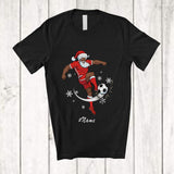 MacnyStore - Personalized Custom Name Black African Santa Playing Soccer; Joyful Christmas Afro Player T-Shirt