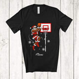 MacnyStore - Personalized Custom Name Black African Santa Playing Basketball; Joyful Christmas Afro Player T-Shirt