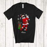 MacnyStore - Personalized Custom Name Black African Santa Playing Golf; Joyful Christmas Afro Player T-Shirt