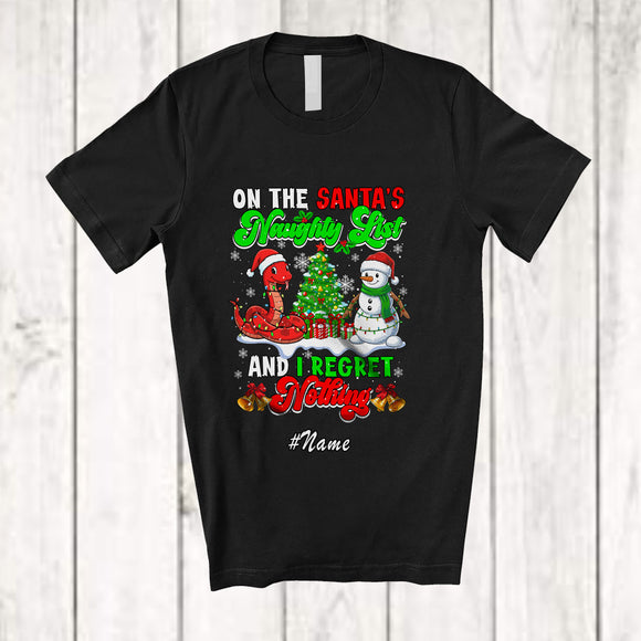 MacnyStore - Personalized Custom Name On The Santa's Naughty List; Adorable Christmas Snake Snowman T-Shirt