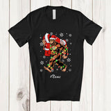 MacnyStore - Personalized Custom Name Santa Bigfoot Stolen Santa; Humorous Christmas Lights Family T-Shirt