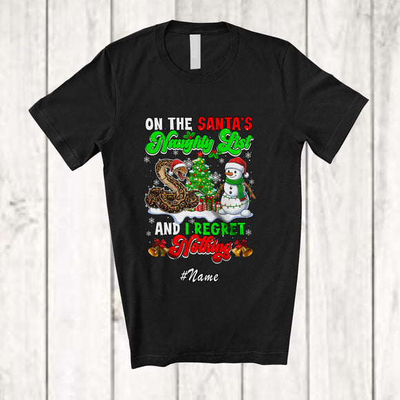 MacnyStore - Personalized Custom Name On The Santa's Naughty List; Adorable Christmas Python Snowman T-Shirt