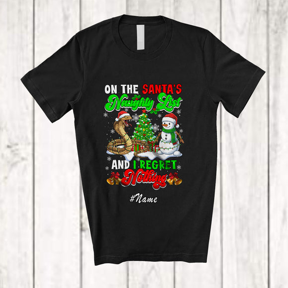 MacnyStore - Personalized Custom Name On The Santa's Naughty List; Adorable Christmas Cobra Snowman T-Shirt