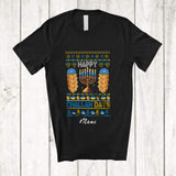 MacnyStore - Personalized Custom Name Happy Challah Days; Amazing Hanukkah Lights Sweater; Family Group T-Shirt