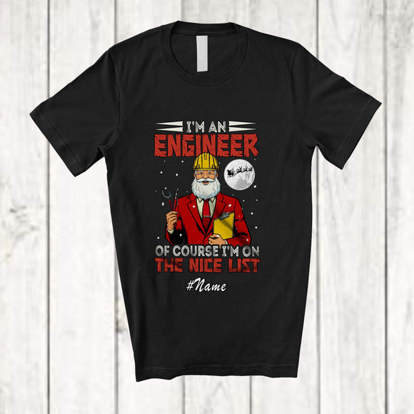 MacnyStore - Personalized Custom Name I'm An Engineer I'm On Nice List; Amazing Christmas Santa Jobs T-Shirt
