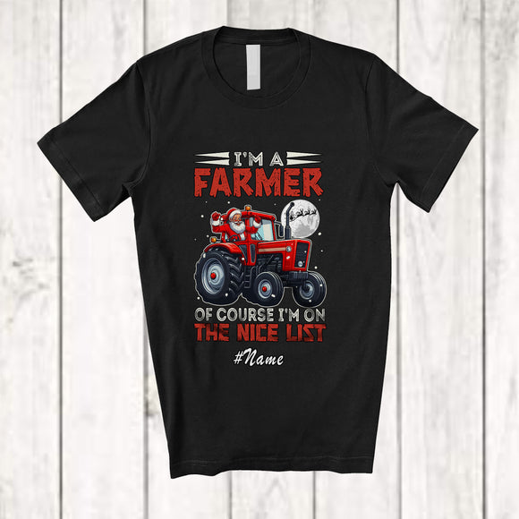 MacnyStore - Personalized Custom Name I'm A Farmer I'm On Nice List; Amazing Christmas Santa Jobs T-Shirt