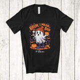 MacnyStore - Personalized Custom Name Bruh I Mean Boo; Adorable Halloween Boo Ghost Drinking Wine T-Shirt