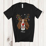 MacnyStore - Personalized Custom Name Reindeer Beagle Face; Lovely Christmas Ornaments Lights T-Shirt