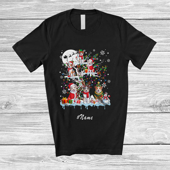 MacnyStore - Personalized Custom Name Aussie On Christmas Tree; Lovely Elf Santa Aussie Owner T-Shirt