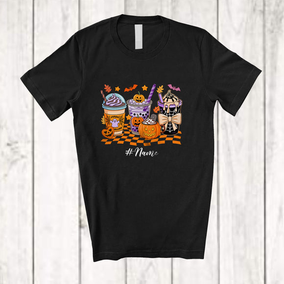 MacnyStore - Personalized Custom Name Collection Coffee Pumpkin; Joyful Halloween Coffee Family Group T-Shirt