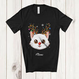 MacnyStore - Personalized Custom Name Reindeer Cat Face; Lovely Christmas Ornaments Lights T-Shirt