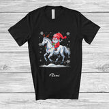 MacnyStore - Personalized Custom Name Gnome Riding Horse Reindeer; Lovely Christmas Light Farmer T-Shirt