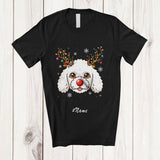 MacnyStore - Personalized Custom Name Reindeer Poodle Face; Lovely Christmas Ornaments Lights T-Shirt
