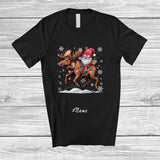 MacnyStore - Personalized Custom Name Gnome Riding Moose Reindeer; Lovely Christmas Light Animal T-Shirt