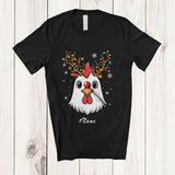 MacnyStore - Personalized Custom Name Reindeer Chicken Face; Lovely Christmas Ornaments Lights Farmer T-Shirt