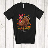 MacnyStore - Personalized Custom Name Leopard Turkey Bow Tie; Amazing Thanksgiving Girls Women Family T-Shirt