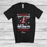 MacnyStore - Personalized Custom Name I Wasn't Listening Soccer; Joyful Christmas Santa Playing Player T-Shirt