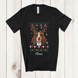 MacnyStore - Personalized Custom Name Christmas Reindeer Beagle Face; Lovely Sweater Ornaments Lights T-Shirt