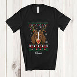 MacnyStore - Personalized Custom Name Christmas Reindeer Dachshund Face; Lovely Sweater Ornaments Lights T-Shirt