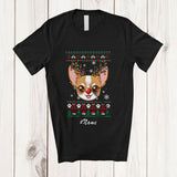 MacnyStore - Personalized Custom Name Christmas Reindeer Chihuahua Face; Lovely Sweater Lights Farmer T-Shirt