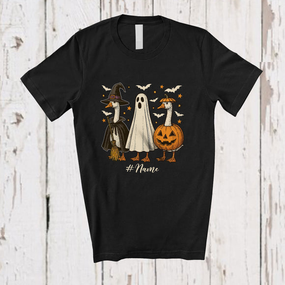 MacnyStore - Personalized Custom Name Three Witch Boo Pumpkin Goose; Scary Halloween Farmer T-Shirt