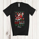 MacnyStore - Personalized Custom Name Sled Squad; Merry Christmas Sweater Black Afro Santa Snowman Sleigh T-Shirt