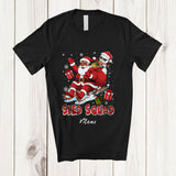 MacnyStore - Personalized Custom Name Sled Squad; Merry Christmas Black Afro African Santa Snowman Sleigh T-Shirt