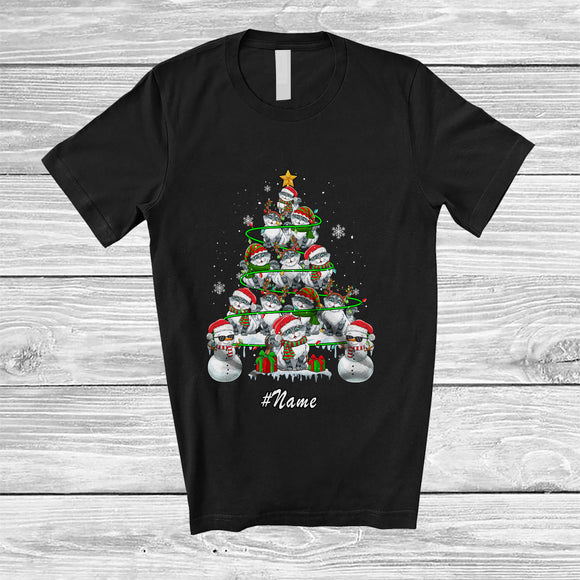 MacnyStore - Personalized Custom Name Siberian Cat Christmas Tree Snowman; Lovely X-mas Lights Family T-Shirt
