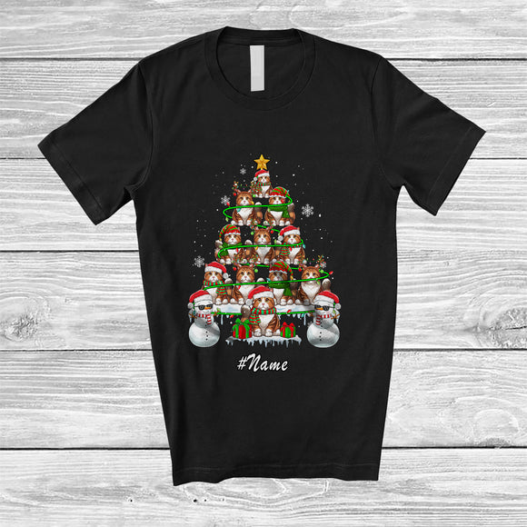 MacnyStore - Personalized Custom Name Munchkin Christmas Tree Snowman; Lovely X-mas Lights Family T-Shirt