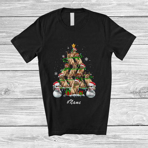 MacnyStore - Personalized Custom Name Burmese Cat Christmas Tree Snowman; Lovely X-mas Lights Family T-Shirt