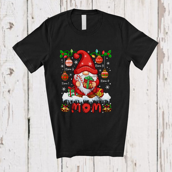 MacnyStore - Personalized Custom Name Mom; Adorable Christmas Gnome Snowing; Pajama Family T-Shirt