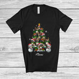 MacnyStore - Personalized Custom Name Siamese Cat Christmas Tree Snowman; Lovely X-mas Lights Family T-Shirt
