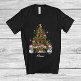 MacnyStore - Personalized Custom Name Bengal Cat Christmas Tree Snowman; Lovely X-mas Lights Family T-Shirt