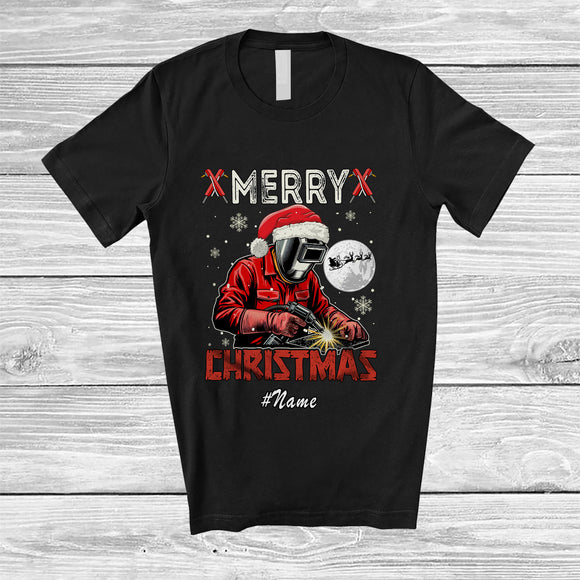 MacnyStore - Personalized Custom Name Merry Christmas; Humorous X-mas Welder Santa Lover; Pajama Family T-Shirt